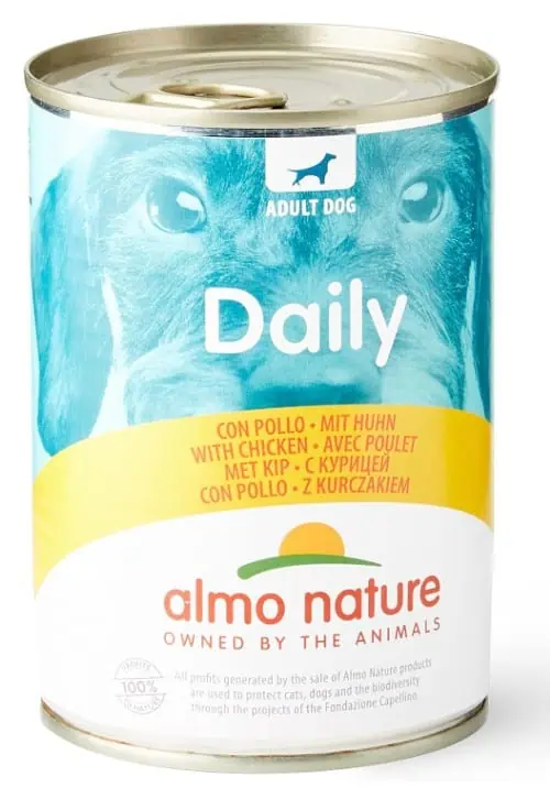 Almo Nature Daily mit Huhn 24 x 400 g (11,2 Kg/1,18/Kg) ab 13,16 € inkl. Prime-Versand (statt 33,80 €)