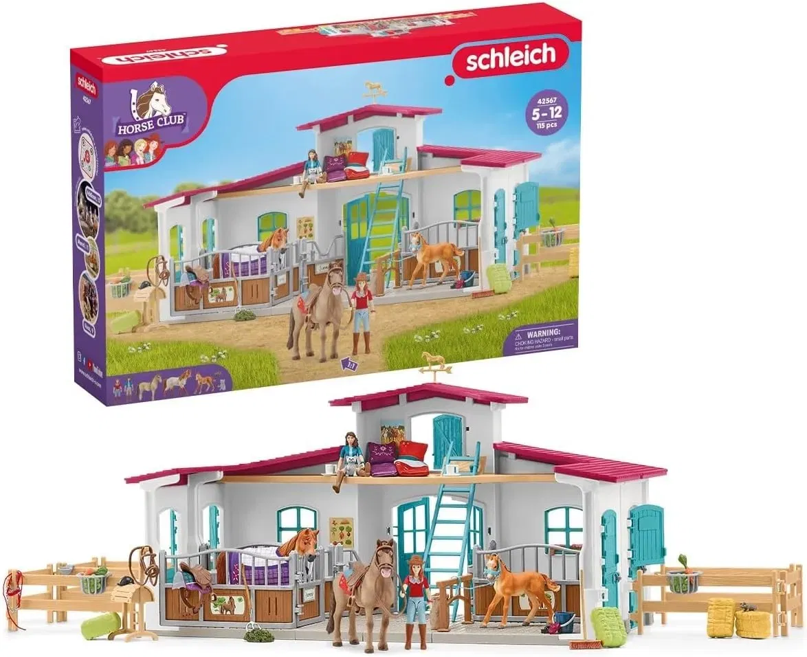 Schleich 42567 Horse Club Reiterhof (115 Teile Pferdestall Spielset)