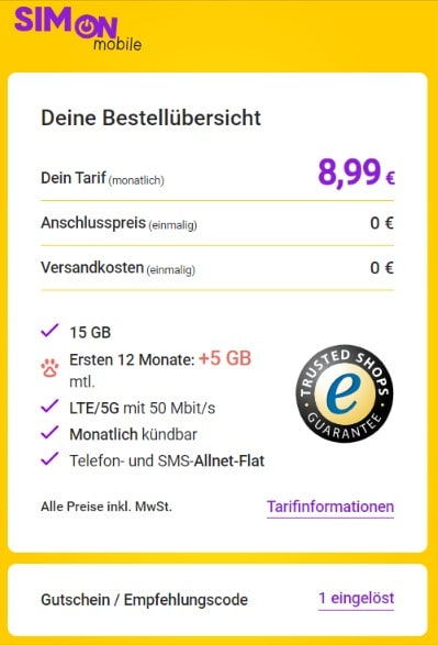 Simon Mobile 5Gb Pro Monat Mehr 12 Monate Lang