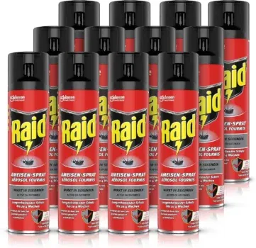 12er-Pack Raid Paral Ameisen-Spray, Insektenspray zur Bekämpfung von Ameisen, Silberfischen, Spinnen, Schaben, 400ml