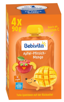 Bebivita Kinder-Spaß, Apfel-Pfirsich-Mango, 4er Pack ( 4 x 4 x 90 g ) Amazon.de Lebensmittel & Ge