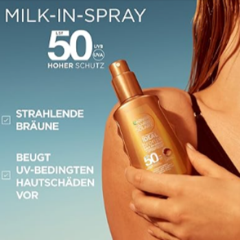 Garnier-UV-Sonnenschutzspray-für-eine-strahlende-Bräune-Sehr-hoher-Sonnenschutz-mit-LSF-50-Wasserfest-Ambre-Solaire-Ideal-Bronze-Milk-in-Spray-1-x-150-ml-Amazon-de-Kosmetik