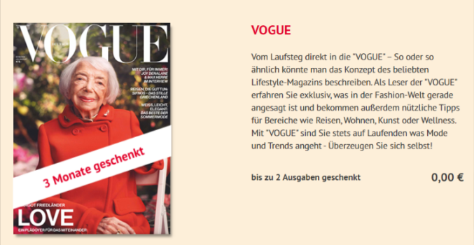 Gratis 13 Ausgaben VOGUE