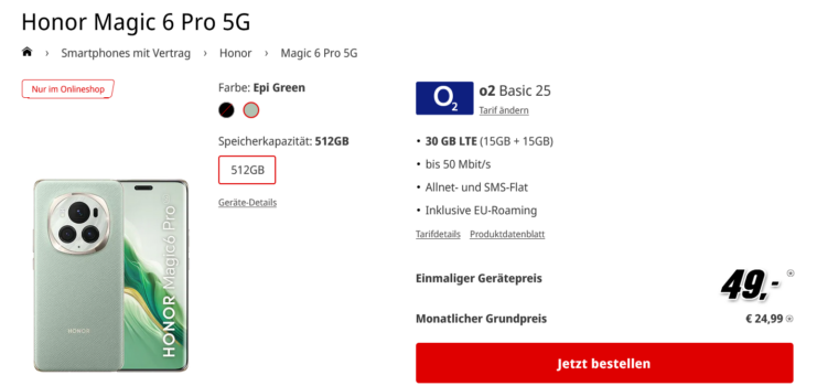 Honor Magic 6 Pro 5G + o2 Basic 25