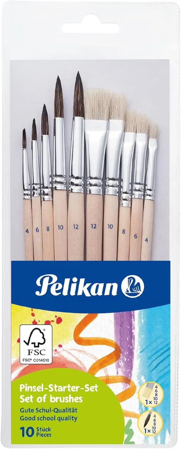 Pelikan 700405 Pinsel Starter-Set -mit 5 Haar- und 5 Borstenpinseln für 5,29 € inkl. Prime-Versand (statt 7,75 €)