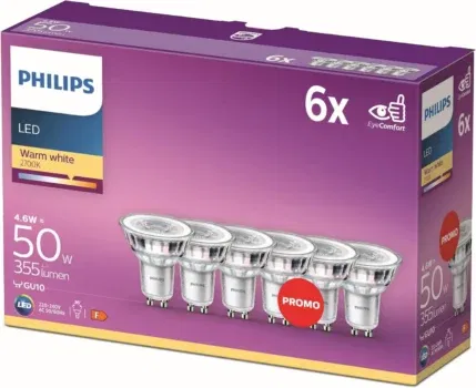 Philips LED Classic GU10 Lampen 6-er Pack (50 W)