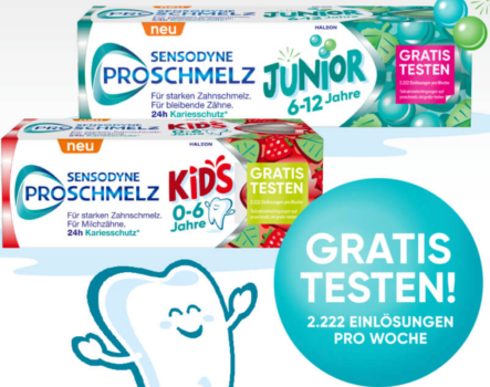 SENSODYNE-PROSCHMELZ-KIDS-oder-SENSODYNE-PROSCHMELZ-JUNIOR-Zahnpasta-Gratis-Testen