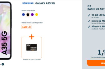 Samsung Galaxy A35 + 50 € Amazon Gutschein + o2 Basic 20 20 GB LTE