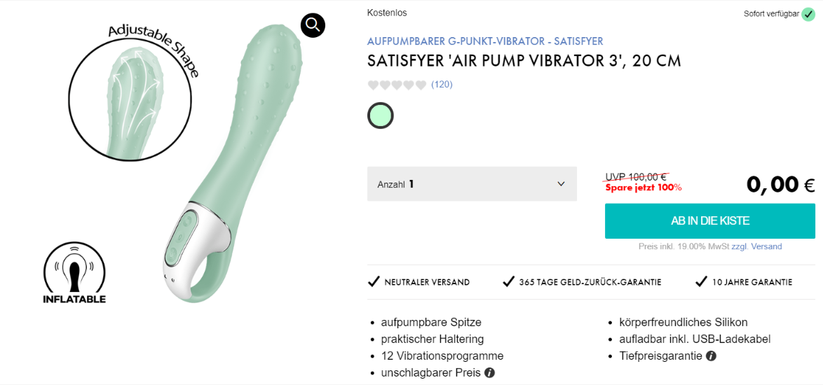 Satisfyer Air Pump Vibrator 3 Aufpumpbarer G-Punkt-Vibrator