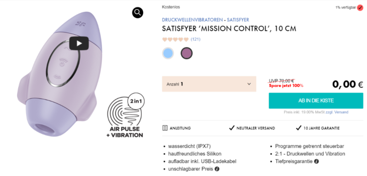 Satisfyer Mission Control Druckwellenvibrator