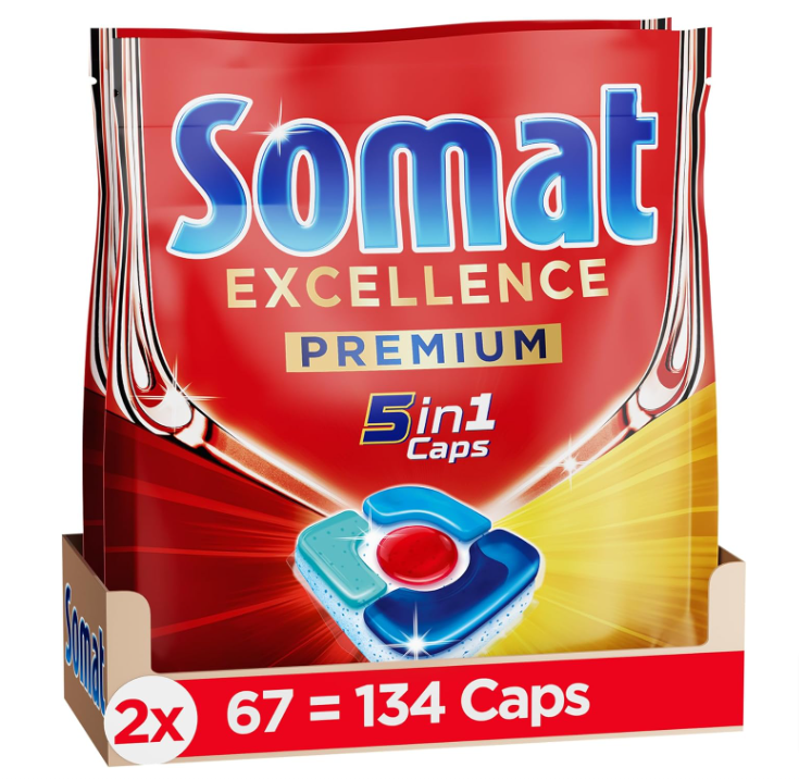 Somat-Excellence-Premium-5In1-Caps-134-Caps-Schnellauflösende-Spülmaschinentabs