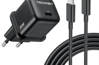 TECKNET 30W USB C Ladegerät Stecker, Schnellladegerät Ladestecker mit 2M Typ C auf Typ C Ladekabel,