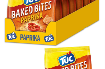 TUC Baked Bites Paprika 6 x 110g I Salzgebäck Großpackung I Cracker mit Paprika-Geschmack I TUC Mini (1)