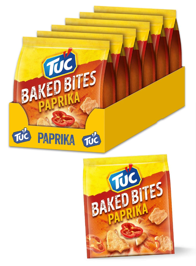 Tuc Baked Bites Paprika 6 X 110G I Salzgebäck Großpackung I Cracker Mit Paprika-Geschmack I Tuc Mini (1)