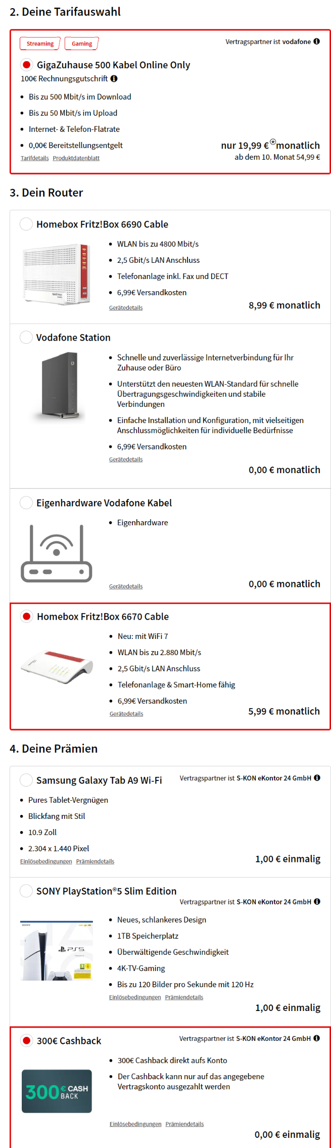 Vodafone Gigazuhause 500 Kabel