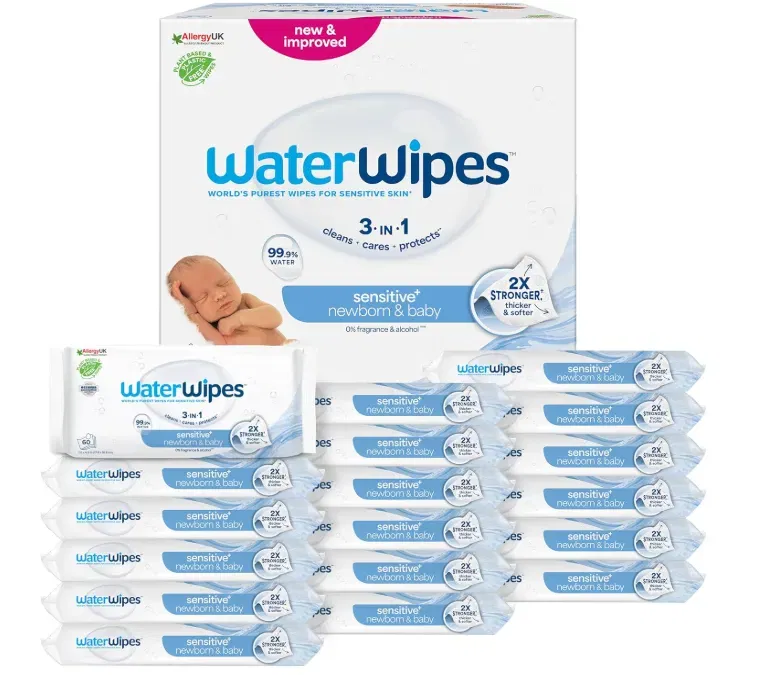 WaterWipes plastikfreie, originale Reinigungstücher für Babys, 1080 Stück (18 Packungen) ab 35,99 € inkl. Prime Versand (statt 55,88 €)