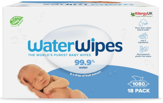 WaterWipes plastikfreie, originale Reinigungstücher für Babys, 1080 Stück (18 Packungen), 99,9 % was