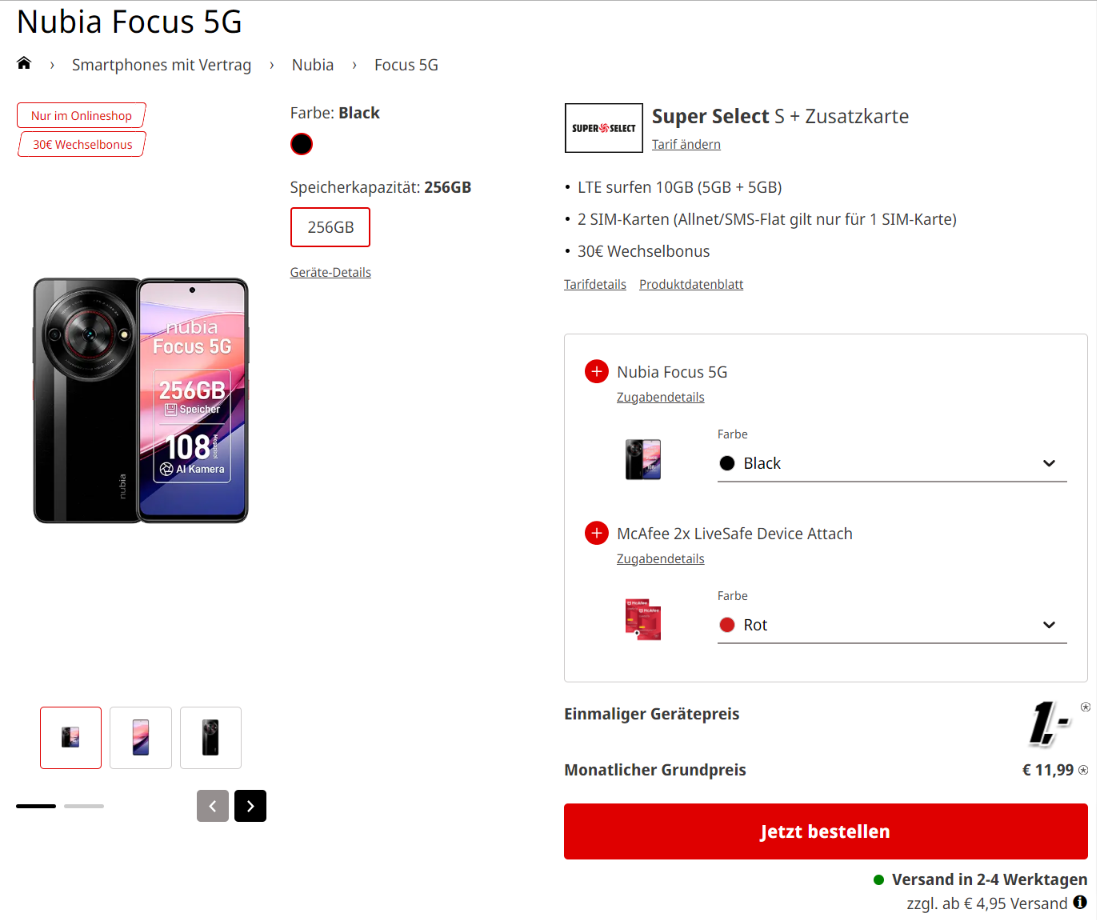 2X Nubia Focus 5G + 2X Super Select S