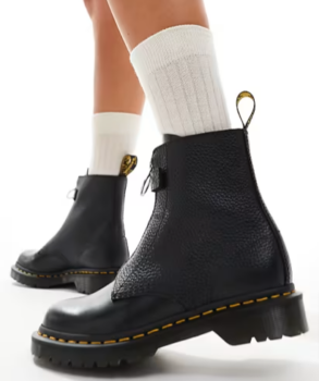 Dr-Martens-–-1460-Pascal-–-Stiefel-aus-schwarzem-Leder-mit-niedrigem-Schaft-und-Reißverschluss-vorne-ASOS