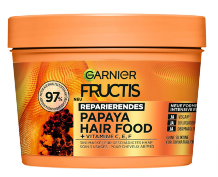 Garnier-Fructis-Papaya-Haarmaske-Leave-In-für-geschädigtes