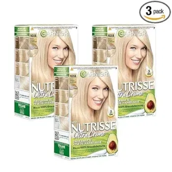 Garnier Nutrisse Pflegende Intensivtönung mit nährenden Fruchtölen 10.1A Extra Kühles Blond 3er Pack