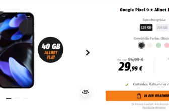 Google Pixel 9 + Klarmobil Allnet Flat 40 GB 5G