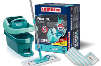 Leifheit-Set-Wischtuchpresse-Profi-XL-mit-Bodenwischer-und-Rollen-inkl-Ersatzbezug-Profi-