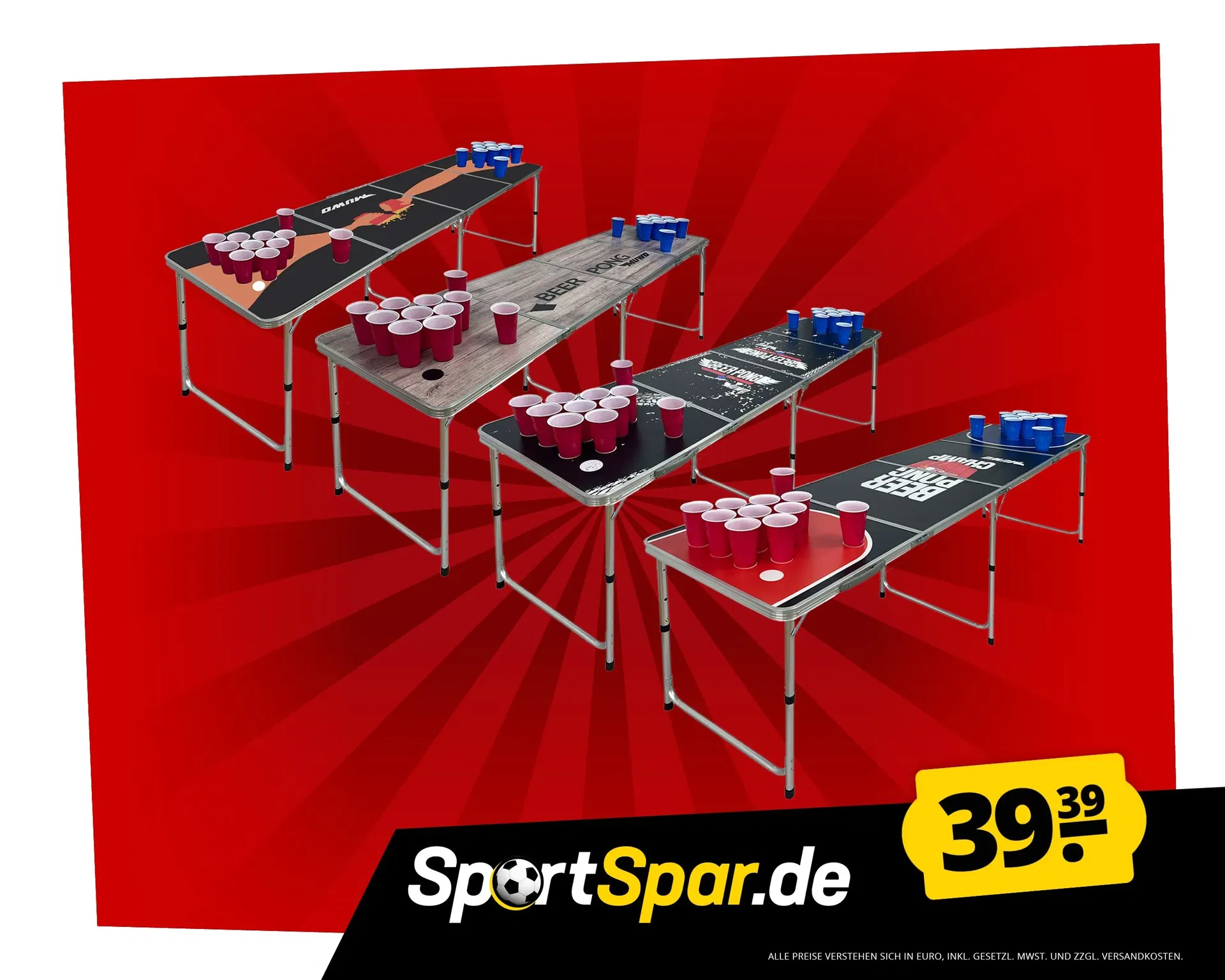 MUWO Bierpong Tisch Set mit 22 Bechern (4 Styles) ab 44,34 € inkl. Versand