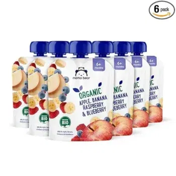 Mama Bear Quetschie Bio Apfel Banane Heidelbeere und Himbeere