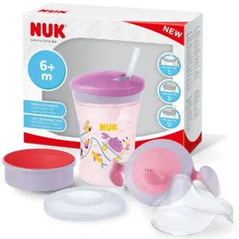 NUK 3-in-1 Trinklernset mit Trainer Cup Schnabeltasse