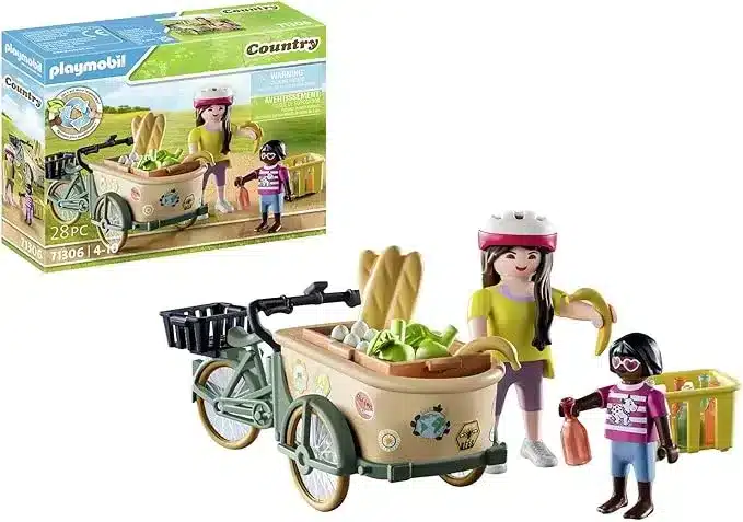 PLAYMOBIL Country 71306 – Contadina Con Bicicletta Da Carico, Set 28 Pezzi Con Accessori, Giocattolo Sostenibile Dai 4 Anni