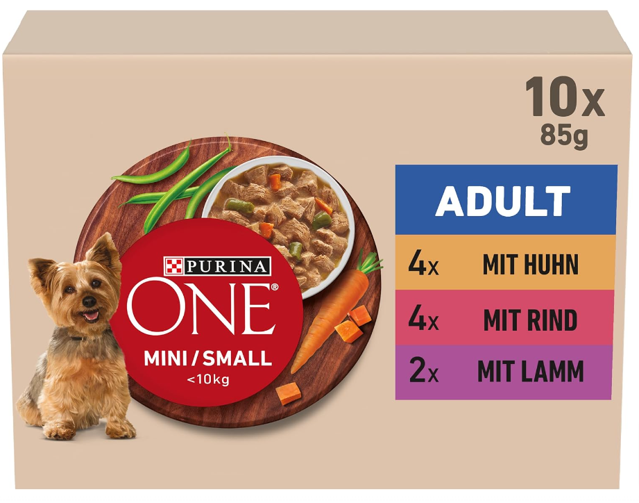 Mengenfehler/Preisfehler🚨 PURINA ONE MINI/SMALL <10kg Adult Multipack Hundenassfutter für 8,56 € inkl. Prime-Versand (statt 32,90 €)