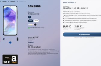 Samsung Galaxy A55 + 50 € Amazon-Gutschein + Intenso Powerbank SLIM XS5000 + congstar Allnet Flat M 35 GB LTE