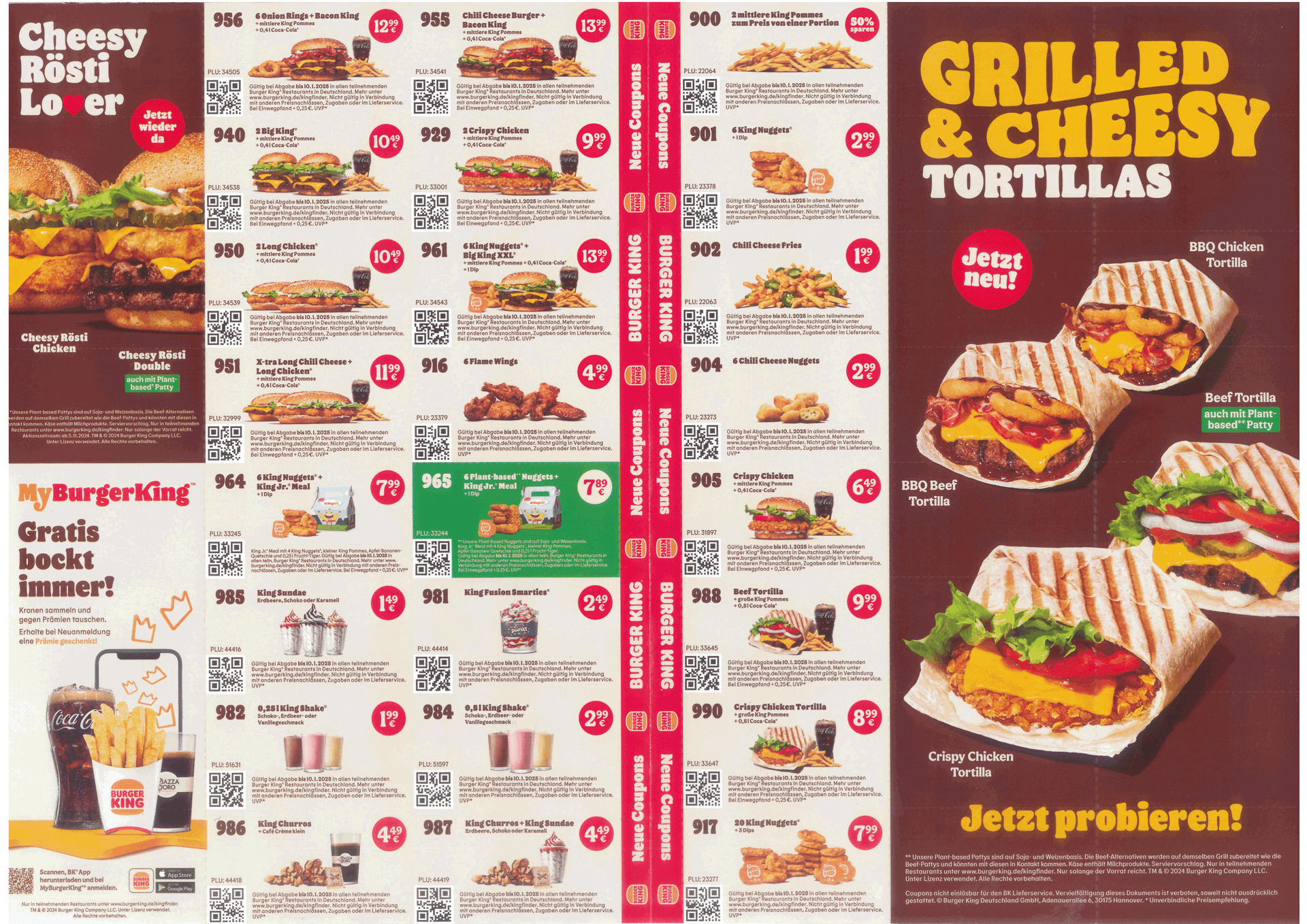 Burger King Gutscheine Stapel auf Holztisch