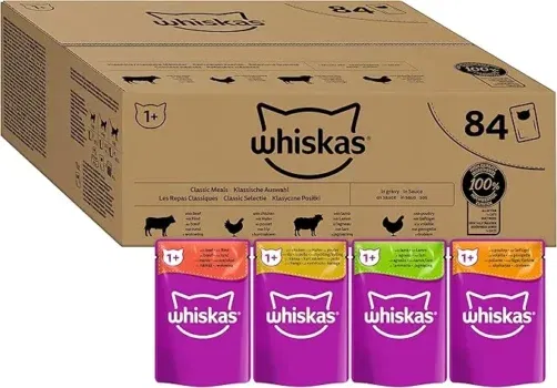 Whiskas Junior Katzennassfutter Klassiche Auswahl in Sauce 84 Portionsbeutel ab 1 Jahr