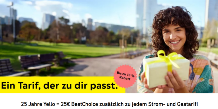 15 % Rabatt zu jedem Strom- und Gastarif + 25€ BestChoice