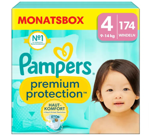 174Er-Pack-Pampers-Baby-Windeln-Größe-4-Mit-Premium-Protection