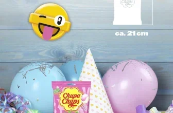 Chupa Chups Strawberry Love Lutscher-Beutel mit Party-Deko, Luftballons und Maßangabe ca. 21 cm