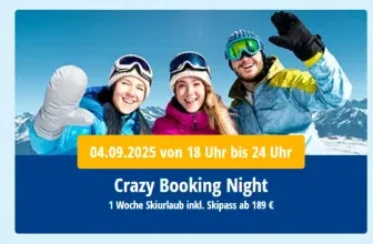 Crazy Booking Night bei Snowtrex ⛷️: 8 Tage Skiurlaub inklusive Hotel & Skipass ab 189€ p.P.