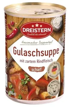 DREISTERN scharfe Gulaschsuppe mit zartem Rindfleisch