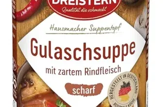 DREISTERN scharfe Gulaschsuppe mit zartem Rindfleisch