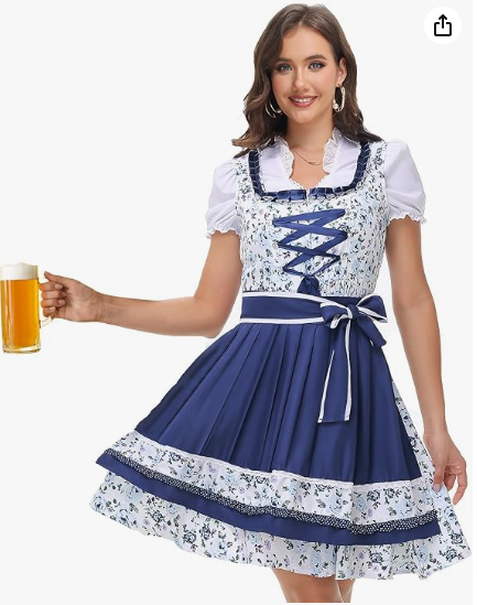 Feeljam-Traditionelles-Dirndl-Damen-Midi-Tachtenkleid