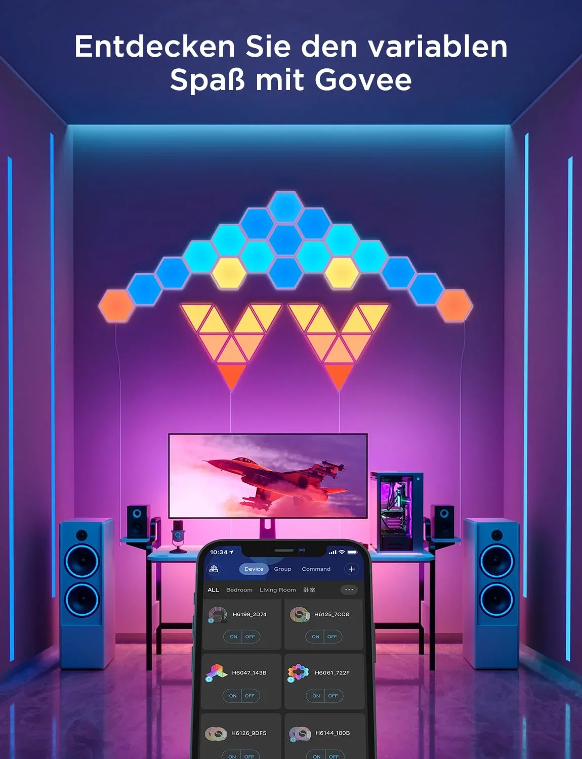 Govee Glide Hexa LED Panels 🏳️‍🌈10Stk. Alexa, Google Assistant