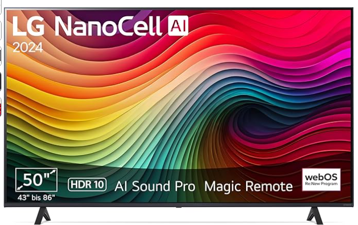 Lg-50Nano81T6A-Tv-50-127-Cm-Nanocell-Fernseher-Α5-Gen7-4K-Ai-Prozessor-Webos-24-Hdr10-Bis-Zu-60Hz-Modelljahr-2024