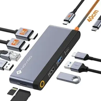 NOVOO USB C Docking Station Dual HDMI 10 IN 1