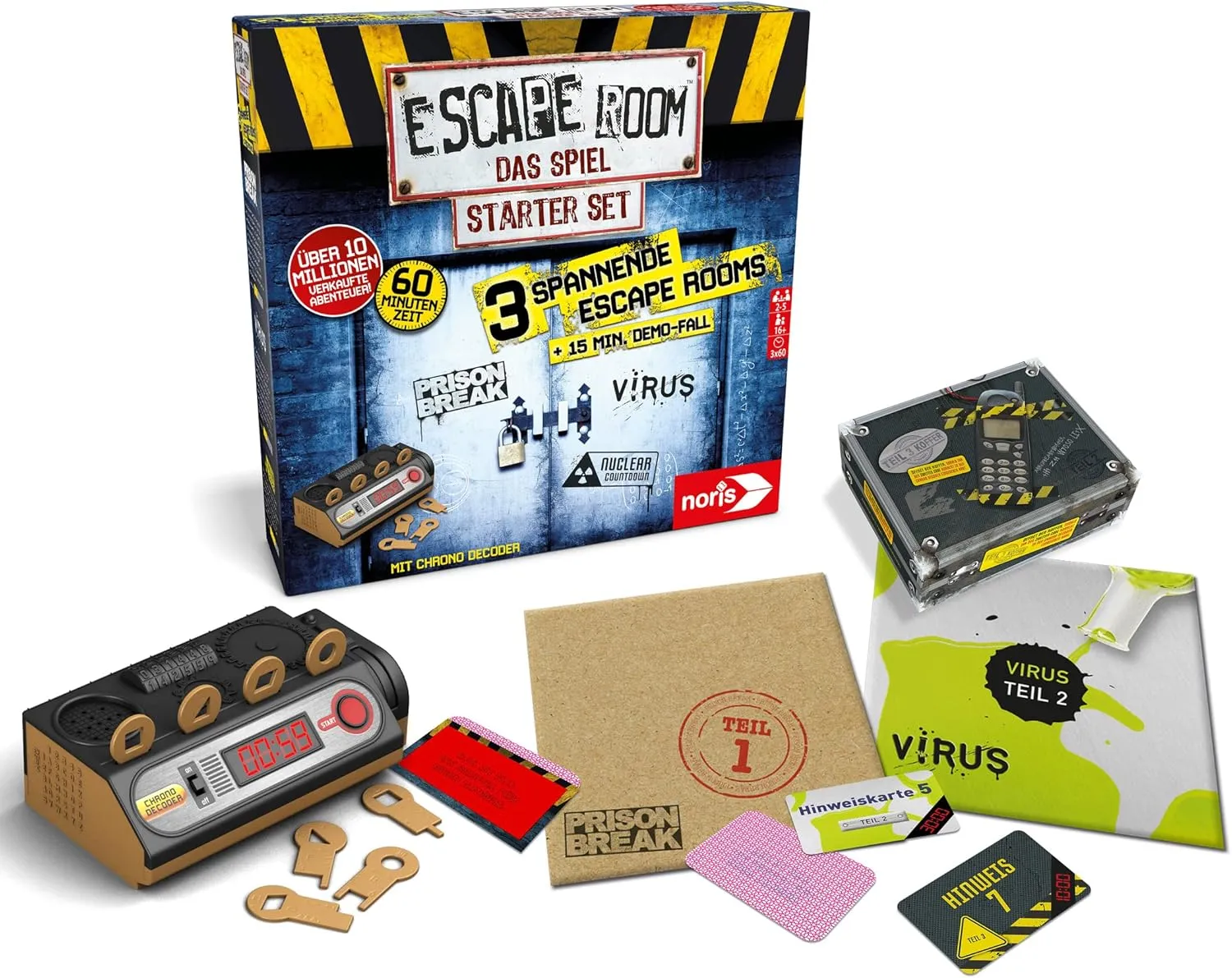Noris Escape Room Secret Of The Scientist – Gioco Da Tavolo Per Famiglie Con 3 Casi – Puzzle E Misteri Da Risolvere – Età 14+