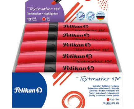 Pelikan-814126-Textmarker-490-Leuchtrot-10-Stück-in-Faltschachtel-