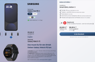 Samsung Galaxy S24 FE + Samsung Galaxy Watch FE + Telekom WiZ WLAN LED-Lampe E27 + Vodafone Smart Entry 20 GB LTE