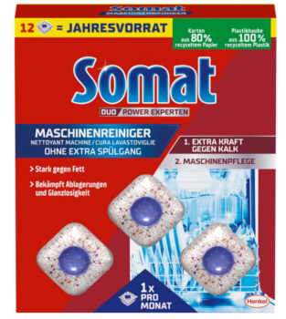 Somat-Maschinenreiniger-Tabs-Anti-Kalk-12-WL-Spülmaschinenreiniger-für-monatlichen-Gebrauch-Reinigungs-Tabs