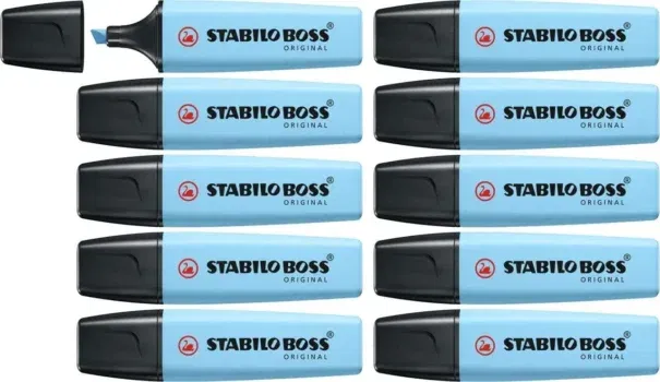 Textmarker - STABILO BOSS ORIGINAL Pastel - 10er Pack - himmlisches Blau